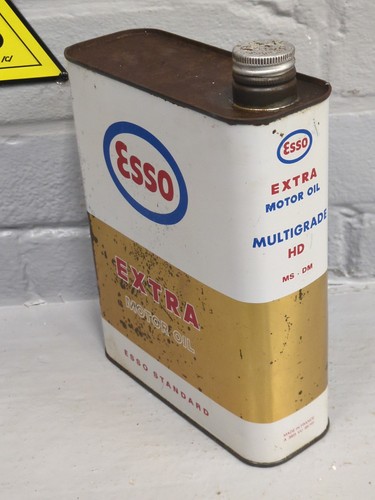 Vintage French ESSO EXTRA Motor Oil Can / Tin 2 Litres MR/MRS Drip ES71 - Picture 4 of 11