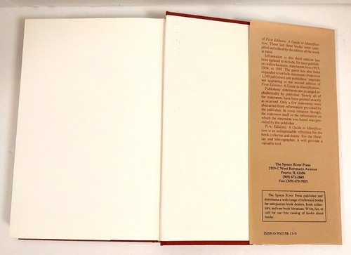 First Editions: A Guide to Identification by Edward Zempel HC/DJ Third Edition - Imagen 10 de 10
