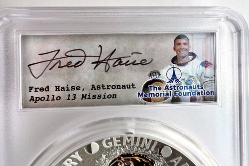 2019 5 oz Silver Apollo 11 50th Anniversary PCGS PR70DCAM Fred Haise Autograph - Picture 6 of 9