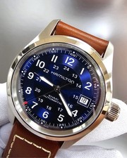 HAMILTON Khaki Field Automatic 38 MM Blue Dial Leather Men's Watch H70455540