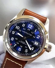 HAMILTON Khaki Field Automatic 38 MM Blue Dial Leather Men's Watch H70455540