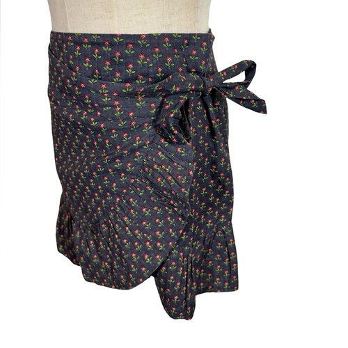 Sezane Camila Jupe Wrap Tie Mini Skirt in Black/ Mini Floral Sz:34/US2 $120 - Picture 6 of 11