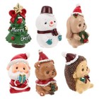 6 Pcs Mini Resin Snowman Santa Claus Bear Christmas Figurines Ornament