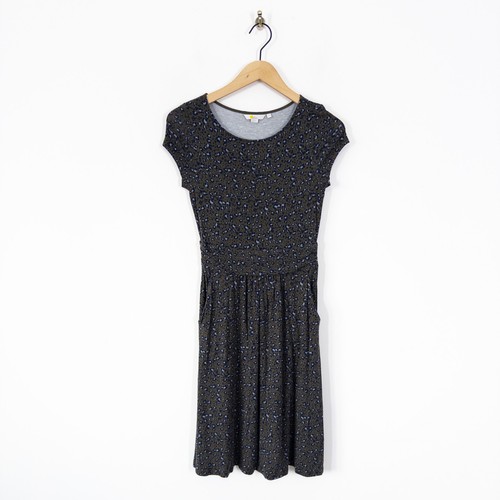 Boden Jersey Dress Size 6 Regular Khaki Green Animal Print Short Sleeve - Picture 9 of 20