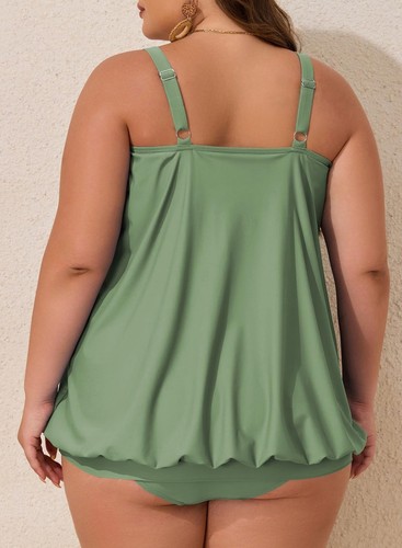 Aleumdr Plus Size Tankini Swimsuit for Women Two Piece Tummy Control Bathing ... - Picture 3 of 7