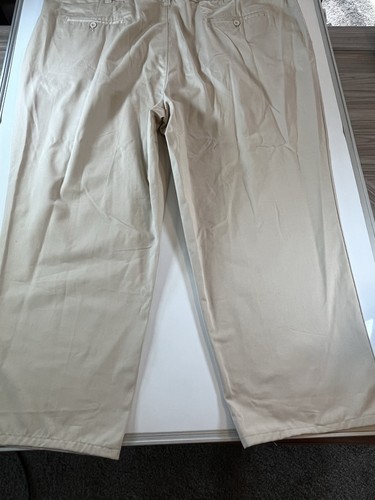 Pantalone uomo king size 58x38 grande leggero piatto davanti gamba dritta zip cotone cachi - Foto 17 di 22