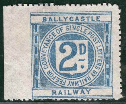 GB Irland BALLYCASTLE RAILWAY Zeitungsmarke 2d mittelblau postfrisch MNG LIME144