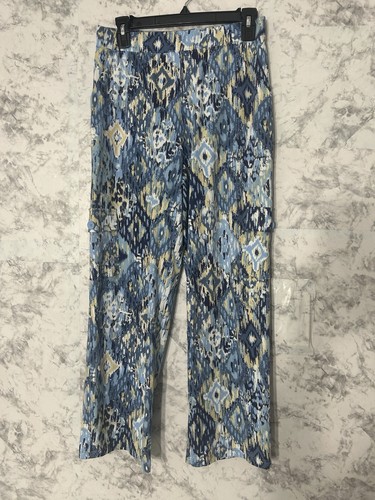 D&CO Petite DAMEN STRAND LOUNGE HOSE Blau Multi Pull On Cargo Taschen Gr. XSP