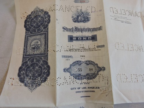 Rare 1931 Los Angeles California Street Improvement Bond 16" - Picture 5 of 6
