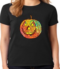 Halloween T-shirt Women Pumpkin Jack-O-Lantern Costume Cute Funny Ladies Tee