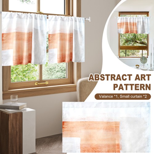 3 Pcs Kitchen Curtain Set Decorative Valance and Tier Curtain Sets qiLiO - Picture 9 of 22