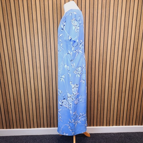 Jacques Vert Dress 16 Sky Blue Floral Long Straight Party - Picture 7 of 11