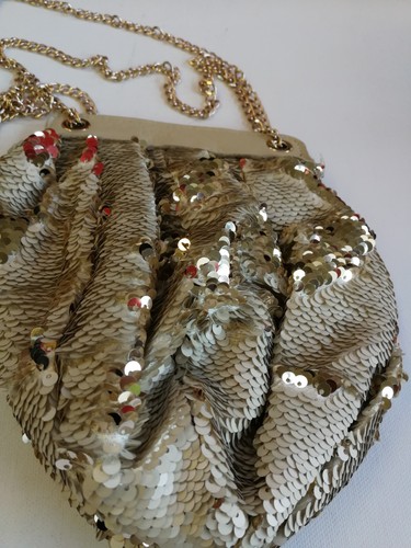 mini borsa gioiello da donna pochette piccola elegante pailette catena vintage - Picture 13 of 24