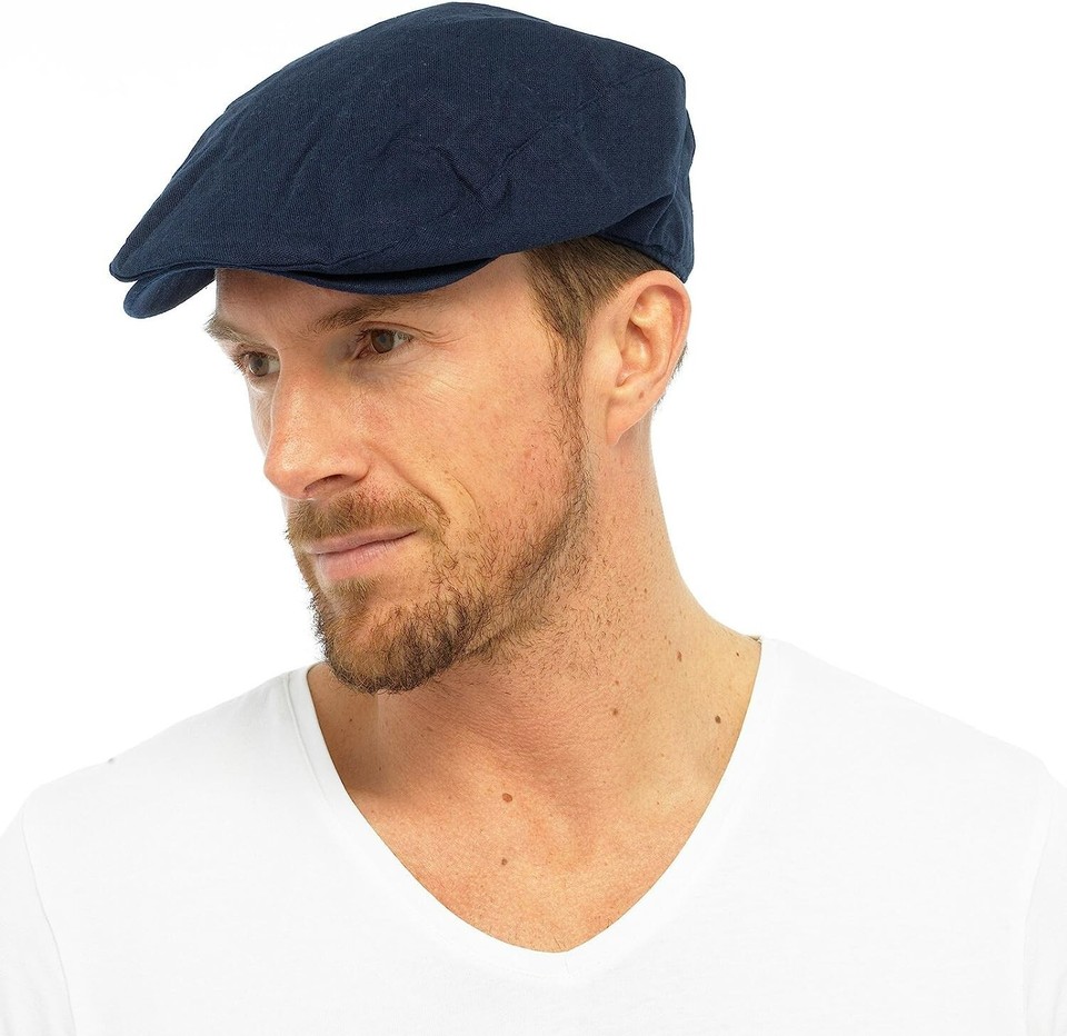 Mens Cotton Linen Lightweight Summer Flat Cap. fast UK post 48-72 hour ...