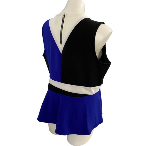 Worthington Top Womens PXL Colorblock Peplum Shirt Blue Work Office Church - Picture 6 of 13