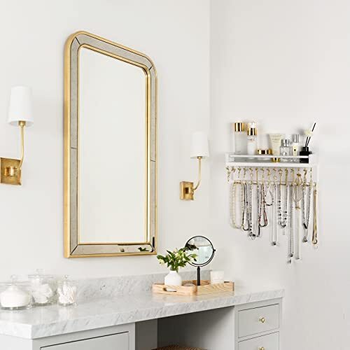 Hanging Jewelry Organizer, Hanger with 30 Hooks,Wall Mounted for White - Bild 6 von 6