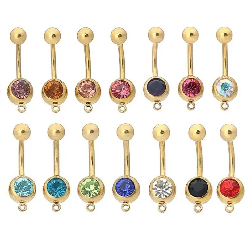 Barras para el vientre del ombligo 14G ~ 1,6 mm barras de botón piercing corporal gancho para joyería hágalo usted mismo 50 un. Foto 2 de 4