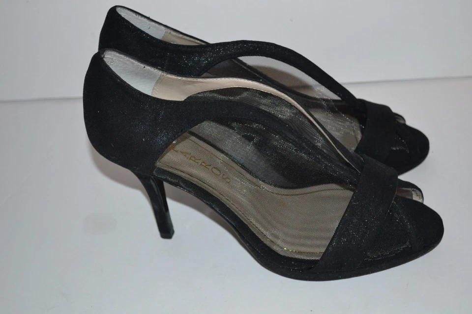 Caparros Neville Mujer Negro MALLA CUERO GAMUZA Puntera Abierta Tacones TALLA 9.5 M NUEVO Foto 2 de 4