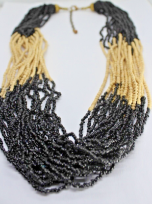 Collier Multi-rangs En Bois Et Perles Baroques - Longueur ~60 Cm - Neuf Jamais Porté