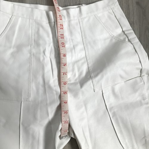 Princess Leather Pant 6 Womens White Tailored High Rise Ankle Crop Straight Leg - Picture 3 of 8
