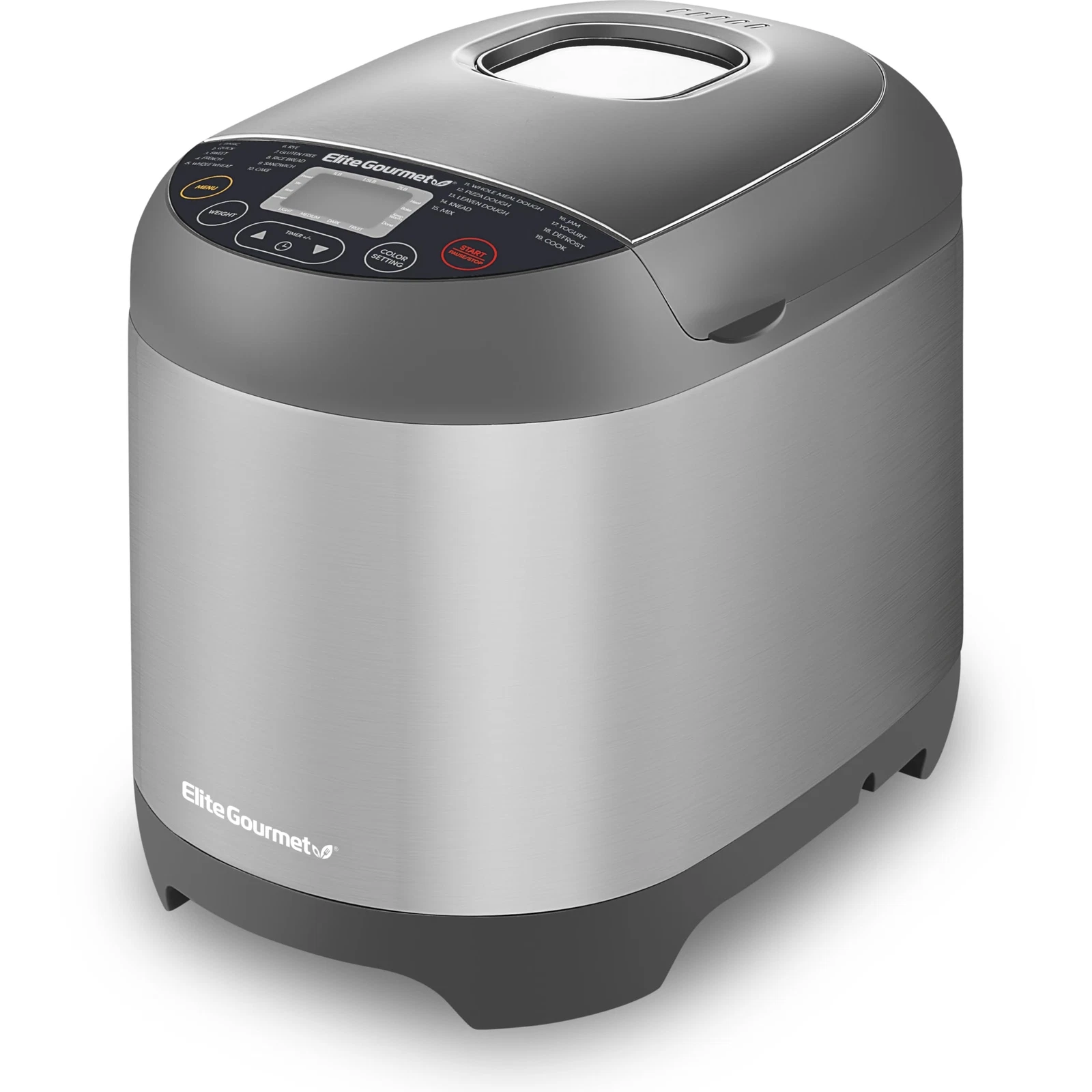 Elite Gourmet EBM8103SS Programmable Bread Maker Machine 3 Loaf Sizes 19 Menu