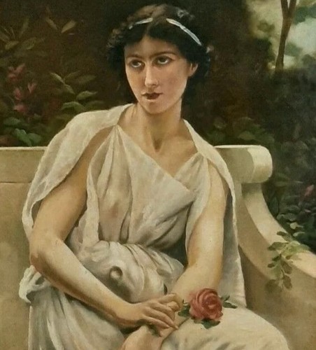 Antico Dipinto Olio Su Tela fine 800 Napoletano - Ritratto di una donna 104x70 - Foto 1 di 10