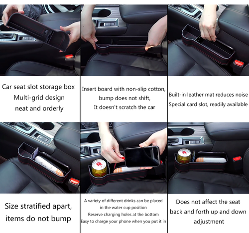 1X Auto Car Seat Gap Storage Box Slit Pocket Catcher Organizer Cup Drink Holder - Foto 4 di 12
