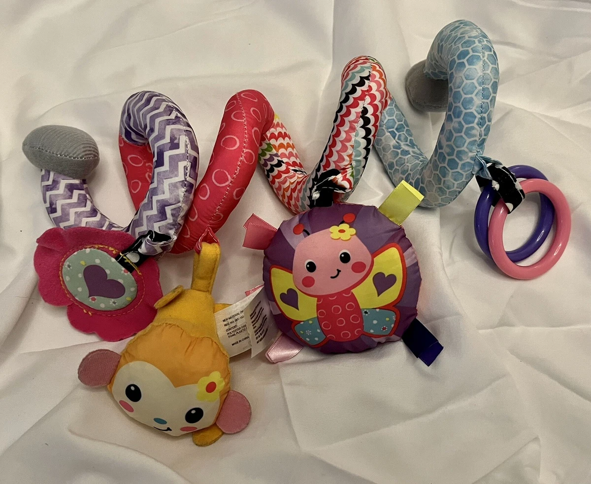 Infantino Car Seat Toy Baby Teether Rattle Spiral Monkey Panda Activity Toy