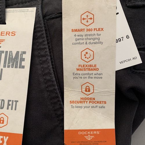 Dockers Downtime Khaki Slim Tapered Pants 28 x 32 Gray Steelhead Smart 360 Flex - Picture 8 of 9