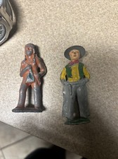 vintage metal cowboy and indian toys