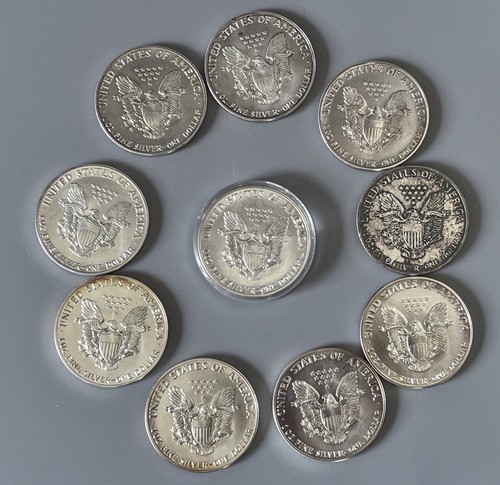USA 10x 1 Dollar 1987 Walking Liberty 1 Unze 1 Oz.. Silber Gesamt 10 Unzen 311g - Bild 2 von 2