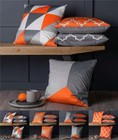 Set of 4 Designer Orange & Grey Geometric Collection 18 inch Cushion Covers
