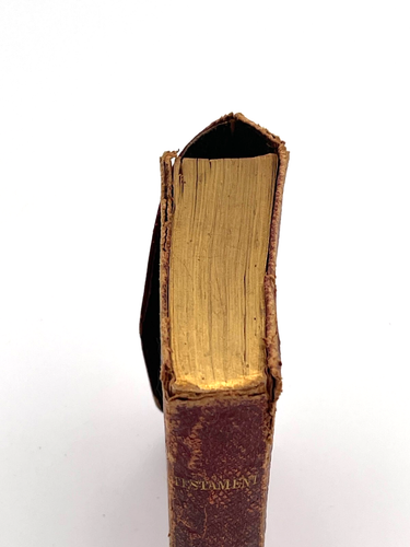 Antique 1874 Miniature New Testament Bible American Bible Society Red Leather - Picture 3 of 8