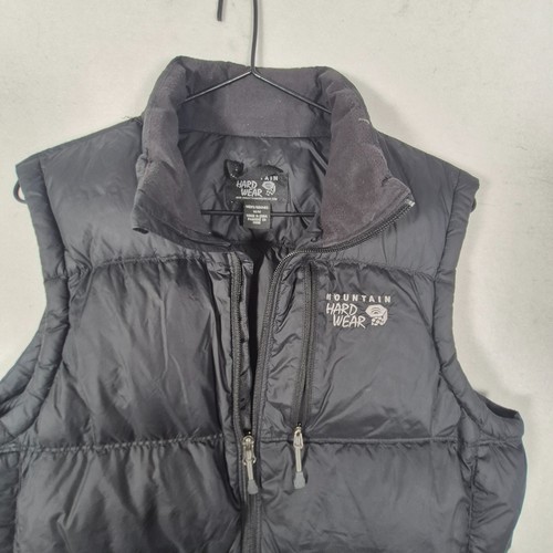Mountain Hardwear Down Puffer Vest Mens Medium Black Full Zip Pockets Mock Neck - Picture 2 of 7