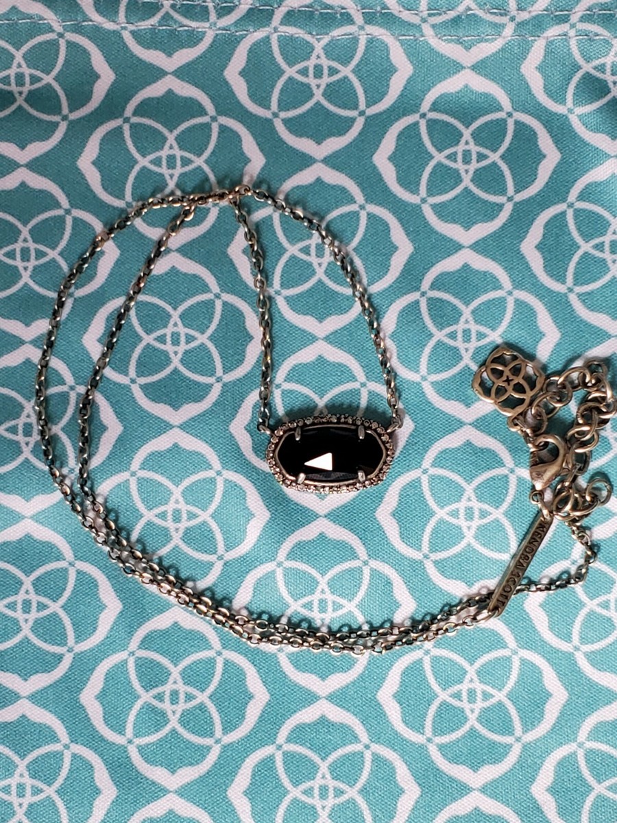 EUC Elisa Lux antique silver and black kendra scott necklace eBay