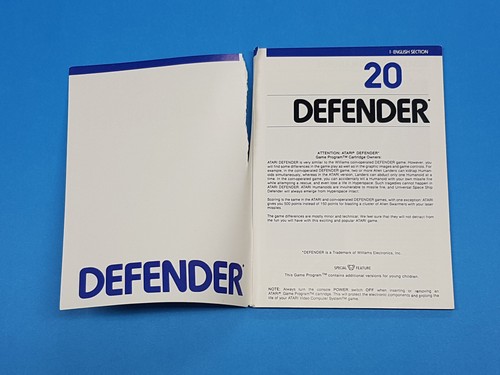 Defender 20 Multi-language Atari 2600 Authentic Manual Only *tear - Picture 8 of 9
