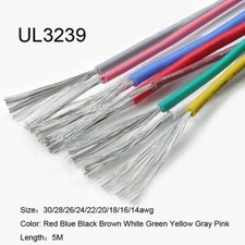 5M Blue Black Browm White UL3239 Silicone Wire 14~30 AWG Various Colors & Sizes