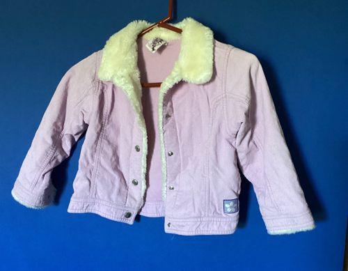 Girls GYMBOREE Corduroy Jacket purple Faux fur collar Size L children’s coat - Picture 2 of 4