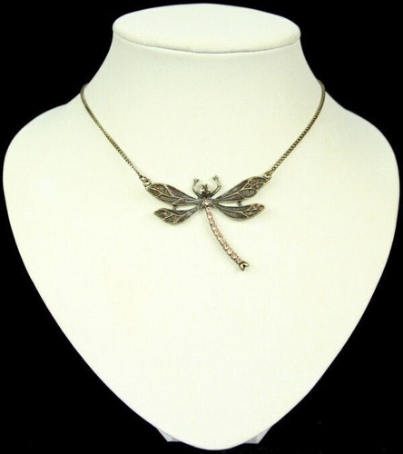 DRAGONFLY JEWELLERY necklaces/brooches/earrings BOHO gold/vintage brass/silver - Picture 7 of 25