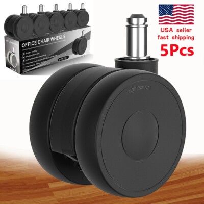 5PCS Office Chair 2.5'' Casters Heavy Duty Rubber Swivel Wheels Replacement