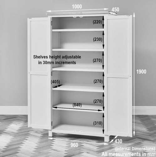 Cotswold Charcoal Grey Painted Double Shaker Kitchen Pantry Cupboard- FC55-KIT - Picture 7 of 7
