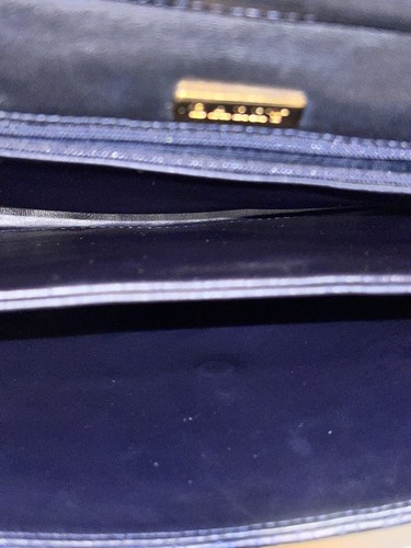 Authentic BALLY Navy Quilted Leather Handbag Crossbody Chain Purse Gold HW - Picture 8 of 20
