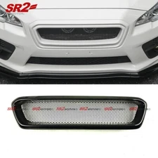 For 2015-2017 Subaru WRX STI CS Style Metal Mesh Black Front Bumper Grill Grille