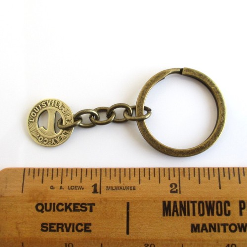 LOUISVILLE Railway Token Keychain - Repurposed Vintage Gold Transit Token / Coin - Picture 3 of 4