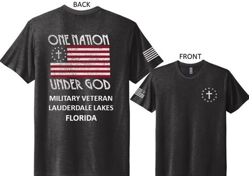 MIAMI LAKES-FLORIDA* MILITARY VETERAN*ONE NATION UNDER GOD *2-SIDED SHIRT - Picture 3 of 4