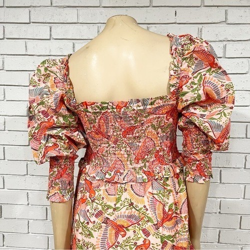 Maxi Vestido Para Mujer Farm Rio Rosa Guacamayo Vuelo Calado - Talla Mediana - Imagen 14 de 16