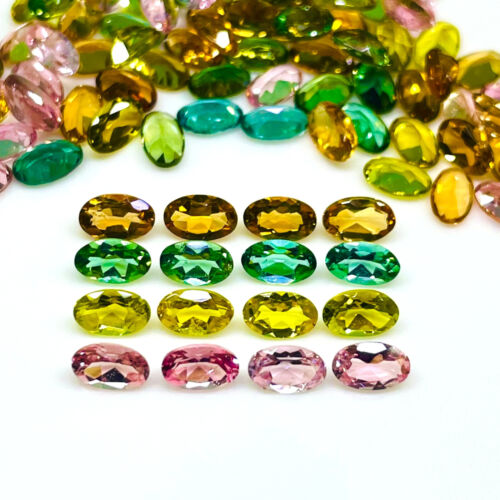 VVS 24 Pcs Natural Multi Tourmaline 5x3mm Oval Cut Loose Untreated Gemstones Lot - Picture 2 of 9