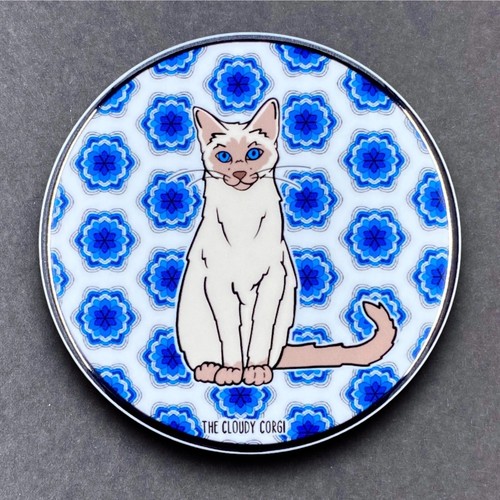 Imán de dibujos animados de gato siamés hecho a mano retro retrato de mascotas arte regalo decoración 3,5" - Imagen 16 de 24