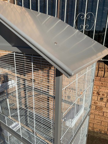 178cm Large Pet Bird Cage Budgie Aviary Metal Weatherproof On Wheels Silve White - Picture 3 of 4