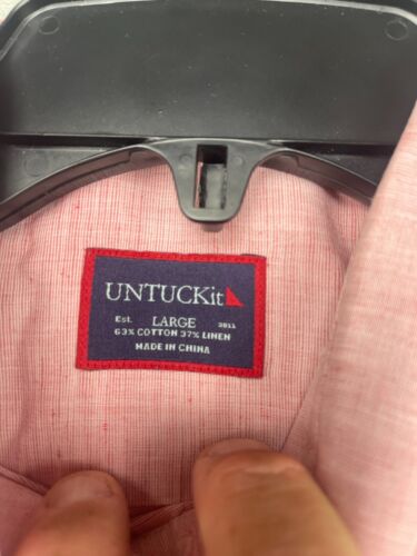 Untuckit Shirt Heather Red Performance Long Sleeve Button Up Size Large - Picture 5 of 8